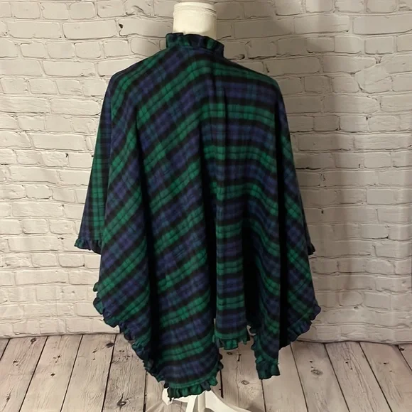 Talbots Hunter Green & Navy Plaid Shawl - Picture 3 of 3
